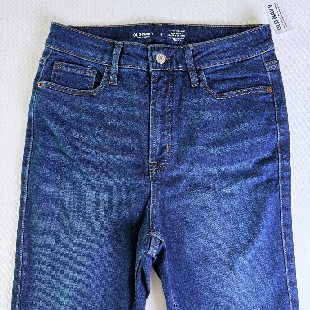 Old Navy NWT Extra High-Rise Rockstar Super Skinny Women's Jeans Sz 8 Med. Wash - Picture 4 of 16